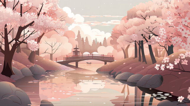 cherry blossom in spring with cityscape