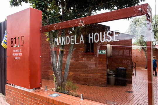 Soweto, South Africa, April 2023, close-up of the famous Nelson Mandela House address in Soweto. Nelson Mandela described this house at 8115 Orlando West as the center point of his world. 