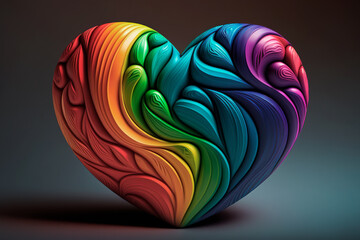 Colorful heart represents the unwavering love and support that the LGBT community has for each other, no matter their race, ethnicity, or gender identity. Unity, strength. Generative AI.