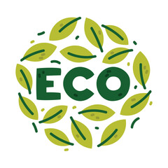 Ecology Badge and Green Eco Label or Sticker Vector Template