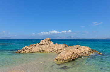 scenic view of Ildir Bay and Karaburun Peninsula from Dodo Beach in Ardic (Cesme, Izmir region, Turkey) © ssmalomuzh