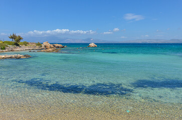scenic view of Ildir Bay and Karaburun Peninsula from Dodo Beach in Ardic (Cesme, Izmir region, Turkey) © ssmalomuzh