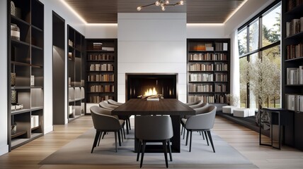modern style library roominterior