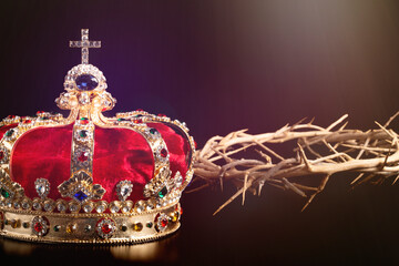 A Gold Crown with Red Velevet with the Crown of Thorns