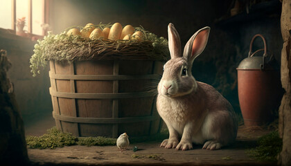 Easter realistic illustration. Realistic scene