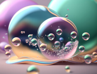 Colorful balls Dynamic liquid shapes background created with Generative AI technology
