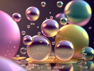 Colorful balls Dynamic liquid shapes background created with Generative AI technology