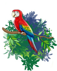 Colorfoul parrot and tree