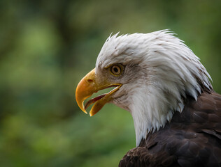 A bald eagle closeup in a falcrony in saarburg