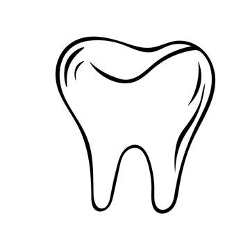 Black and white Vector illustration of a hand-drawn molar tooth