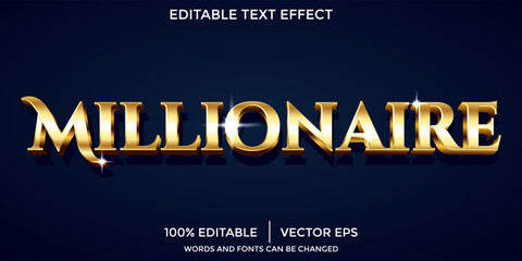 Millionaire luxury editable text effect style - obrazy, fototapety, plakaty