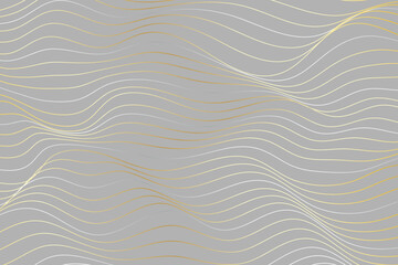 Golden And Silver Wave Lines Pattern Abstract Background. Vector