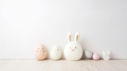 Happy Easter Day background and backdrop, cute bunny rabbit, ornament, and colorful egg, copy space greeting and backdrop, banner, rustic vintage design material. Celebrate Easter.