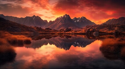Fototapeta na wymiar Majestic sunset over the mountains