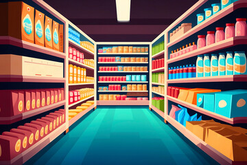 Supermarket interior background. Generative AI
