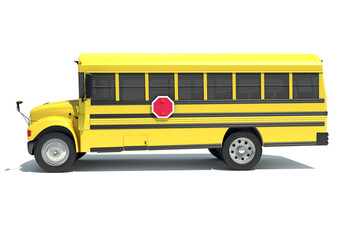 Small School Bus 3D rendering on white background