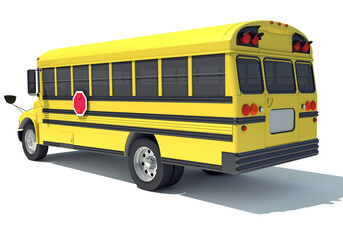 Fototapeta na wymiar Small School Bus 3D rendering on white background