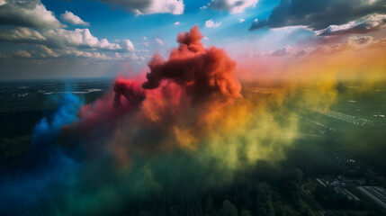 Fototapeta na wymiar Landscape with clouds and sun Generative AI