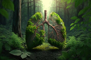 The forest, the lungs of Earth. Fresh and clean lungs without lung pollution. Generative AI