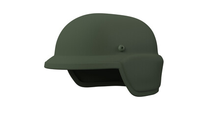 Modern military helmet in khaki color isolated on transparent background. Military concept. 3D render
