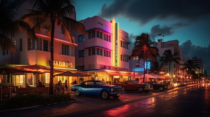 Neon Downtown at Night