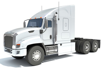 Semi Truck 3D rendering on white background
