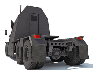 Semi Truck 3D rendering on white background