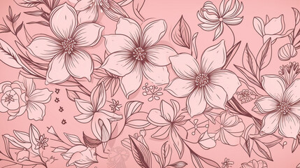 Seamless pattern with flowers Generative AI