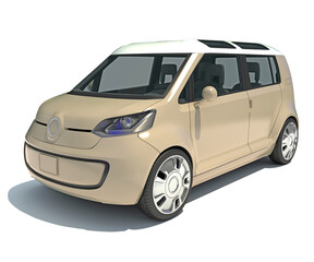 Car 3D rendering on white background