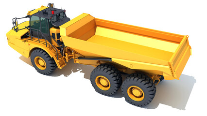 Mining Dump Truck heavy construction machinery 3D rendering on white background