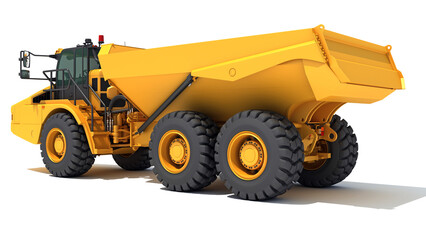 Mining Dump Truck heavy construction machinery 3D rendering on white background