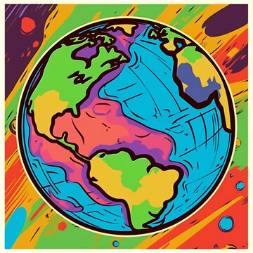 Colorful Planet Earth - Earth Day - Generative AI