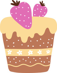 Simple illustration of cake with strawberry