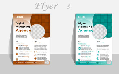 Corporate business flyer template design, cover modern layout, Geometric shape Flyer Circle Abstract Colorful concepts, marketing, business proposal, Corporate business flyer.