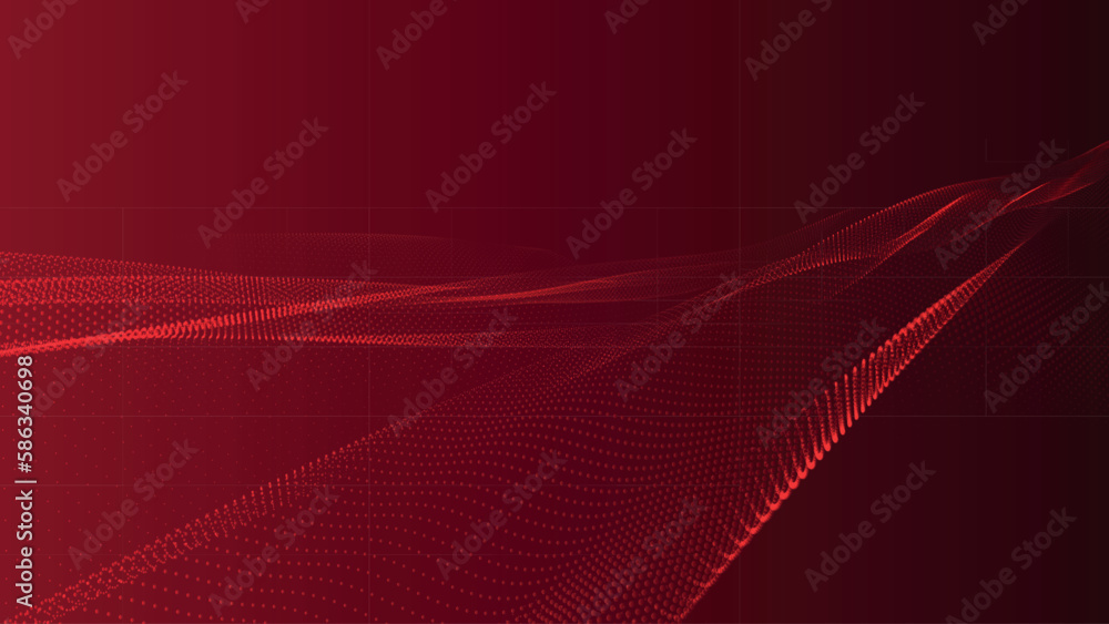 Poster wave of particles. futuristic dots pattern on dark background. big data digital code. technology or 