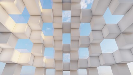 Abstract background geometric pattern of cubes 3d render