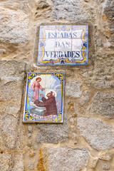 Traditional tile sign for the stairs to the Verdades district, the Stairs of Truths.