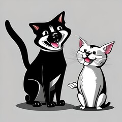 Generative Ai: Dog and cat, vector style.