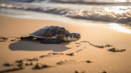 Turtle on the beach Generative AI