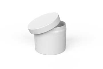 white plastic container or cosmetic jar isolated 