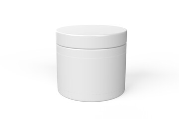 white plastic container or cosmetic jar isolated 
