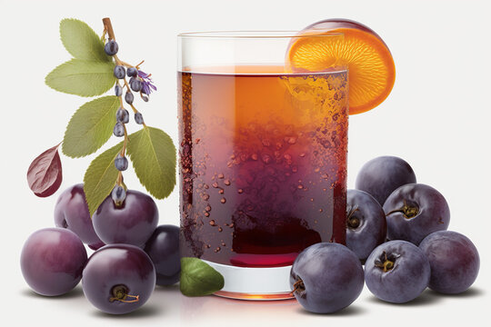 white Background plum Juice 