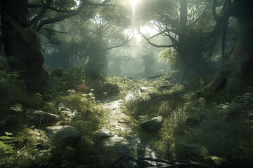 A Contaminated And Overgrown Forest, With Mutated Flora And Fauna Roaming The Area.