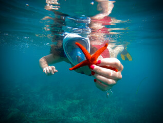 person snorkeling in the sea