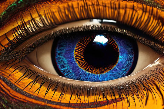 Abstract eye in a multitude of colours. Generative AI