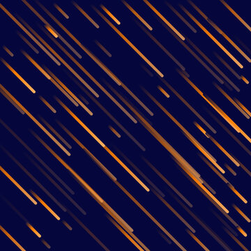 Meteor or comet. Neon space flying meteorite or asteroid, vector illustration. Meteor fire trails isolated. Fireball glowing gas and dust tails at night sky