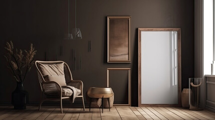 Mockup Frame in the brown interior