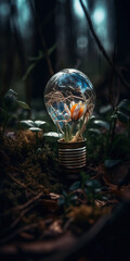 a_beautiful_flower_growing_inside_a_broken_light_bulb_on_Generative AI