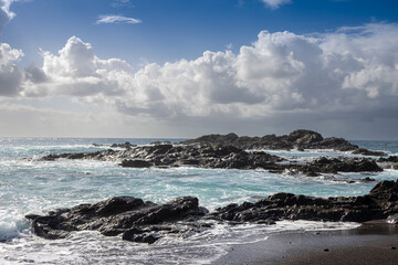 Fototapeta na wymiar Pena Horadada beach with giant rocks, Fuerteventura