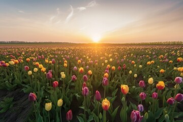 landscape of tulip cultivation, generative ai